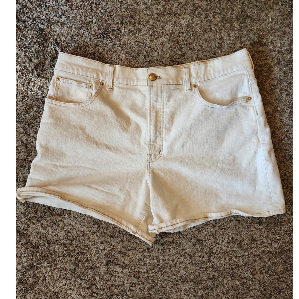 Madewell The Perfect Vintage Mid Length Denim Shorts Ecru Cream High Rise 32